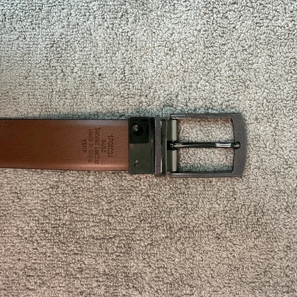 Perry Ellis Mens Reversible Belt Black Brown Bonded Leather Size 34 1P03024